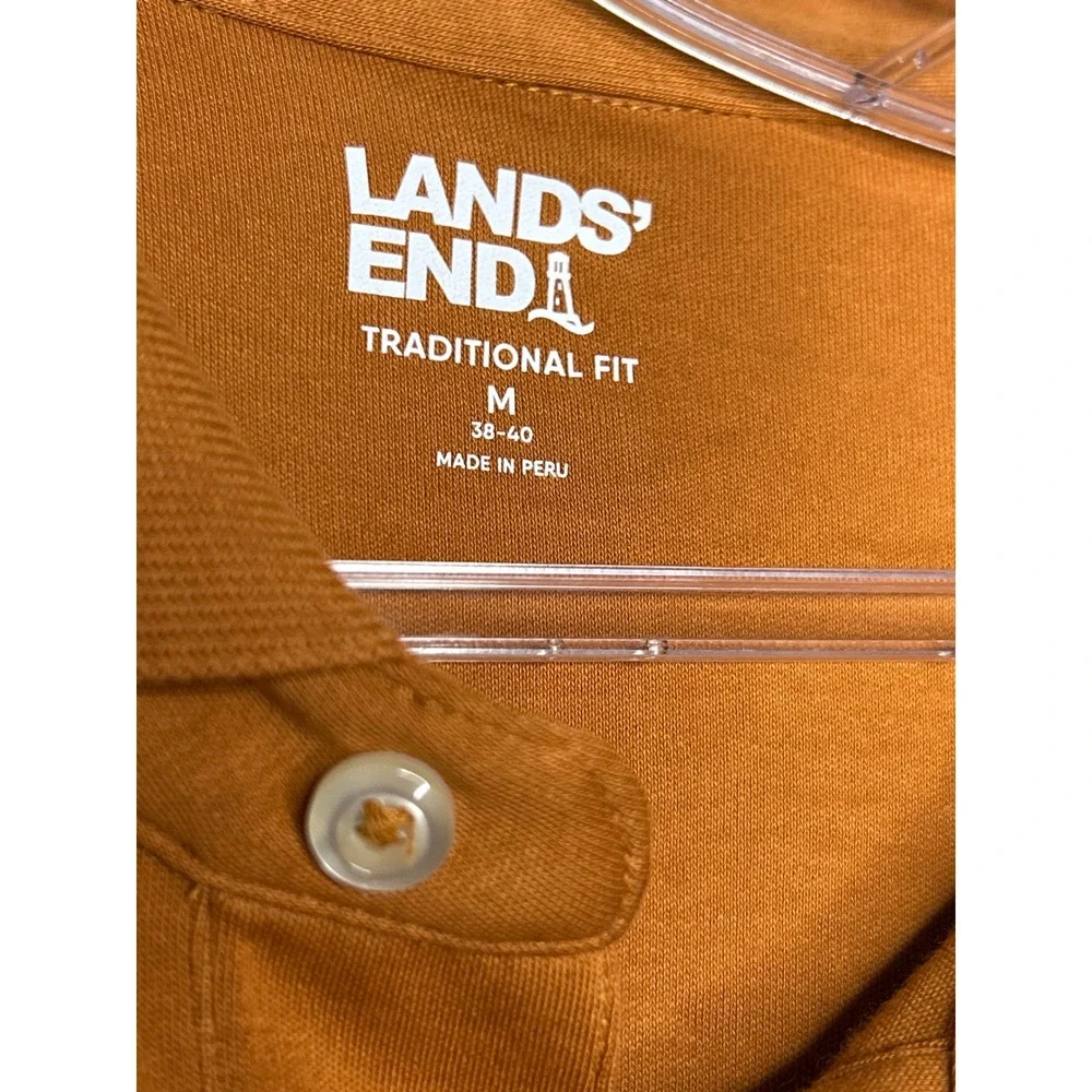 Lands End Mens Traditional Fit Orange‎ Short Sleeve Polo Shirt Size M